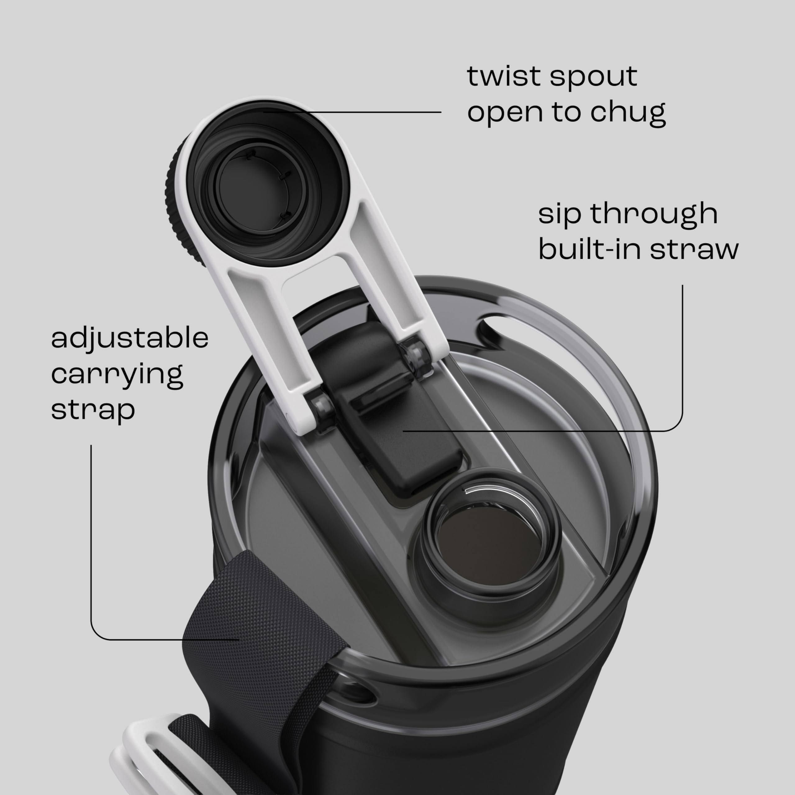 Person drinking from Bubba straw then pouring from the spout, versatile use