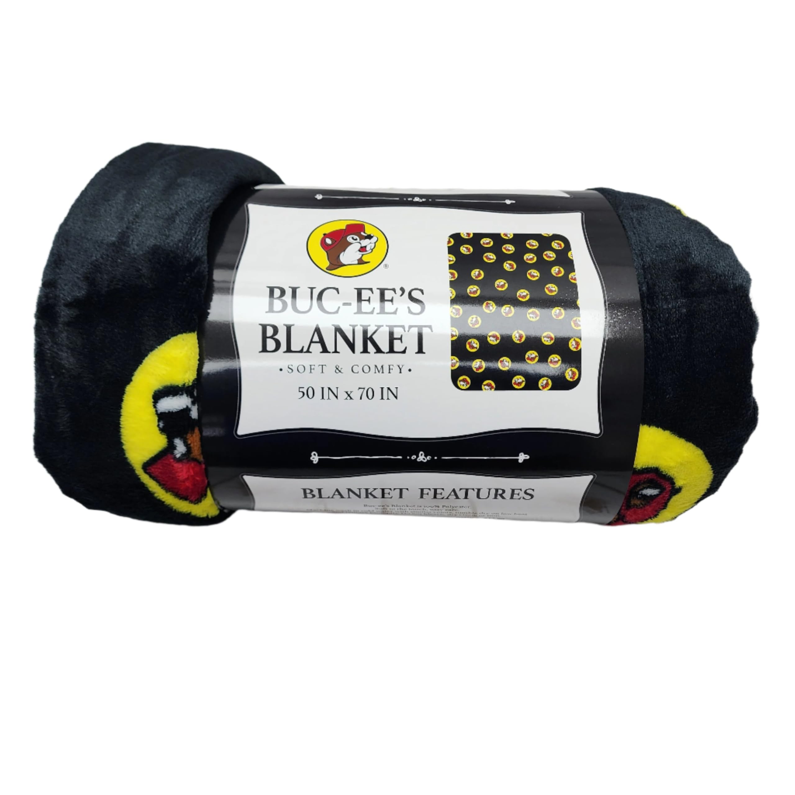 Buc-ee's blanket front view showing full 50x70 size and color