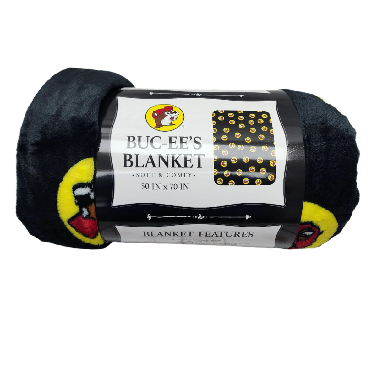 Buc-ee's blanket front view showing full 50x70 size and color