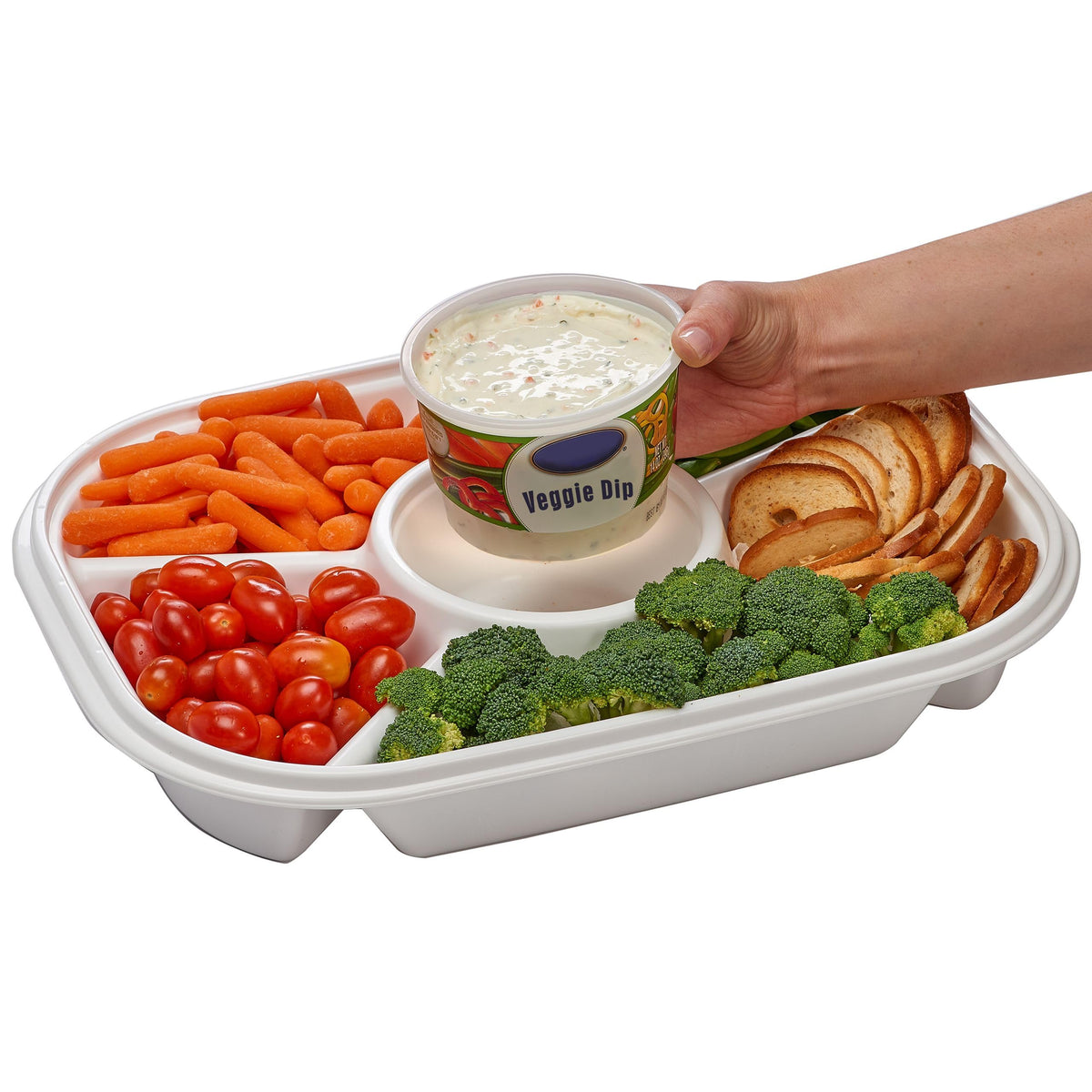 Buddeez front view of tray with lid showing organized presentation and freshness