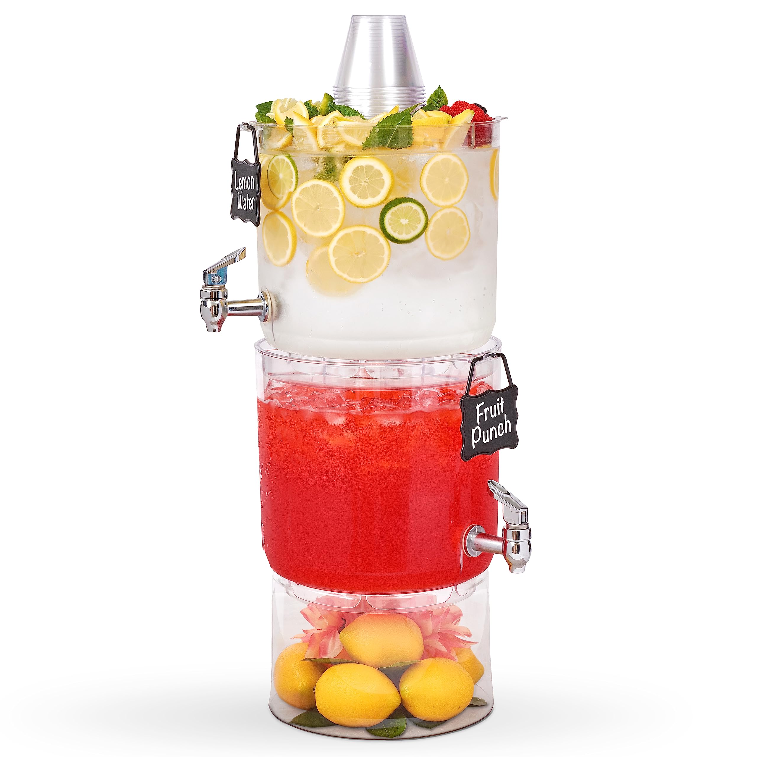 Buddeez front view on stand showing full 2-gallon capacity and clear pour visibility
