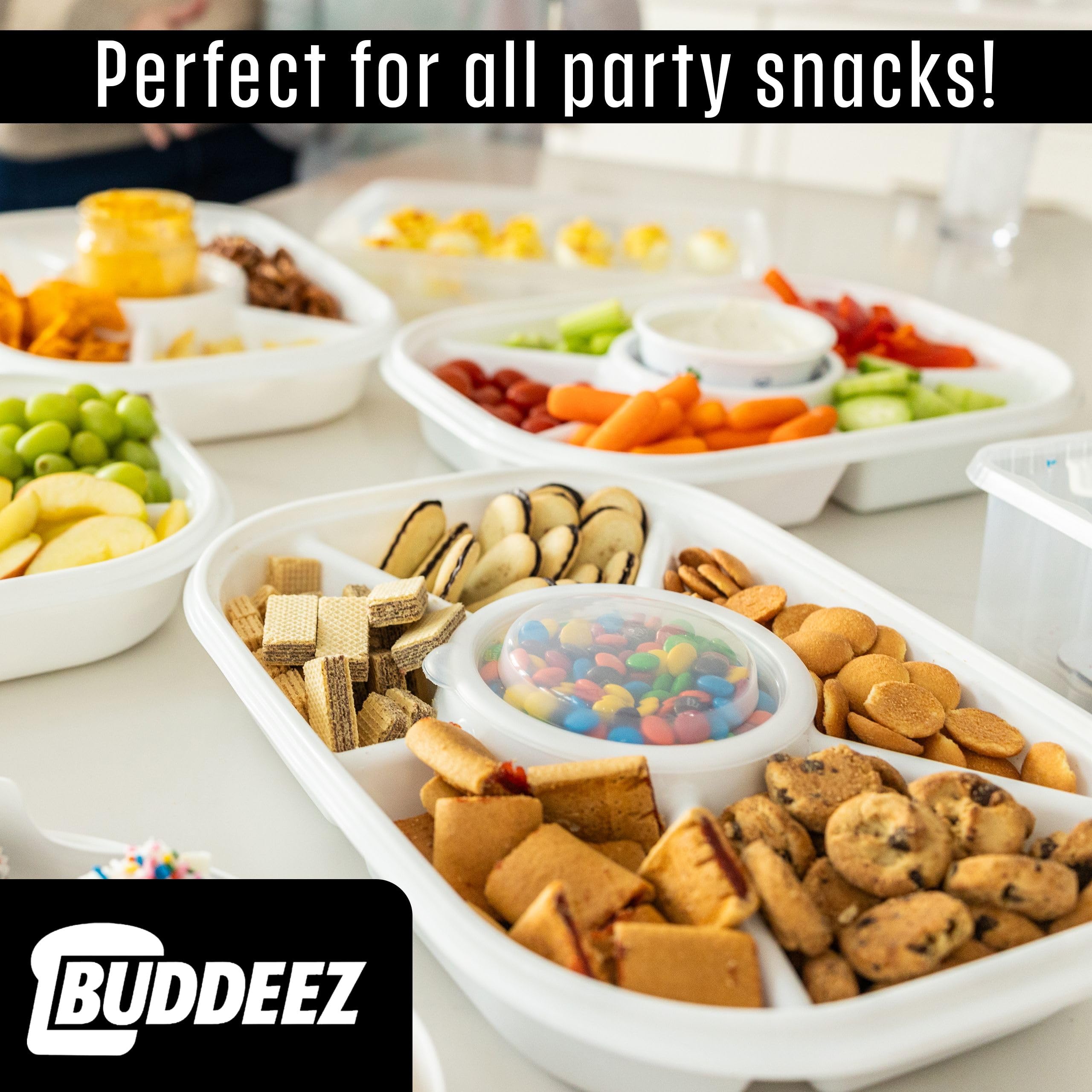 Buddeez top view of divided compartments showing organized food separation benefit