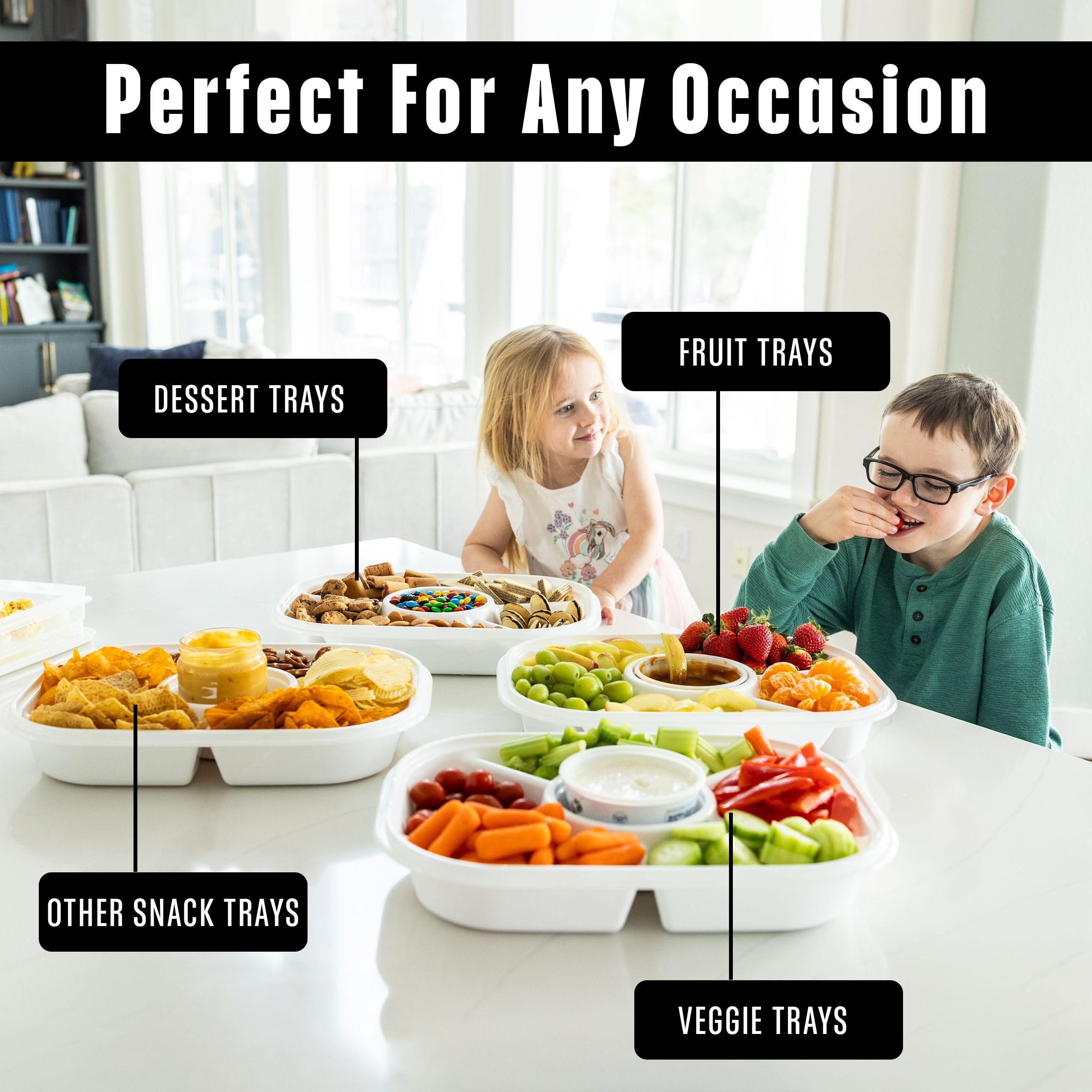Buddeez tray arranged with chips and dip showing convenience for entertaining