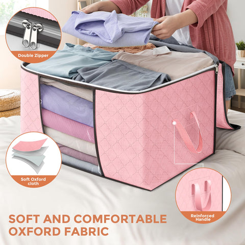 Budding Joy filled bag slid under bed demonstrating space-saving benefit