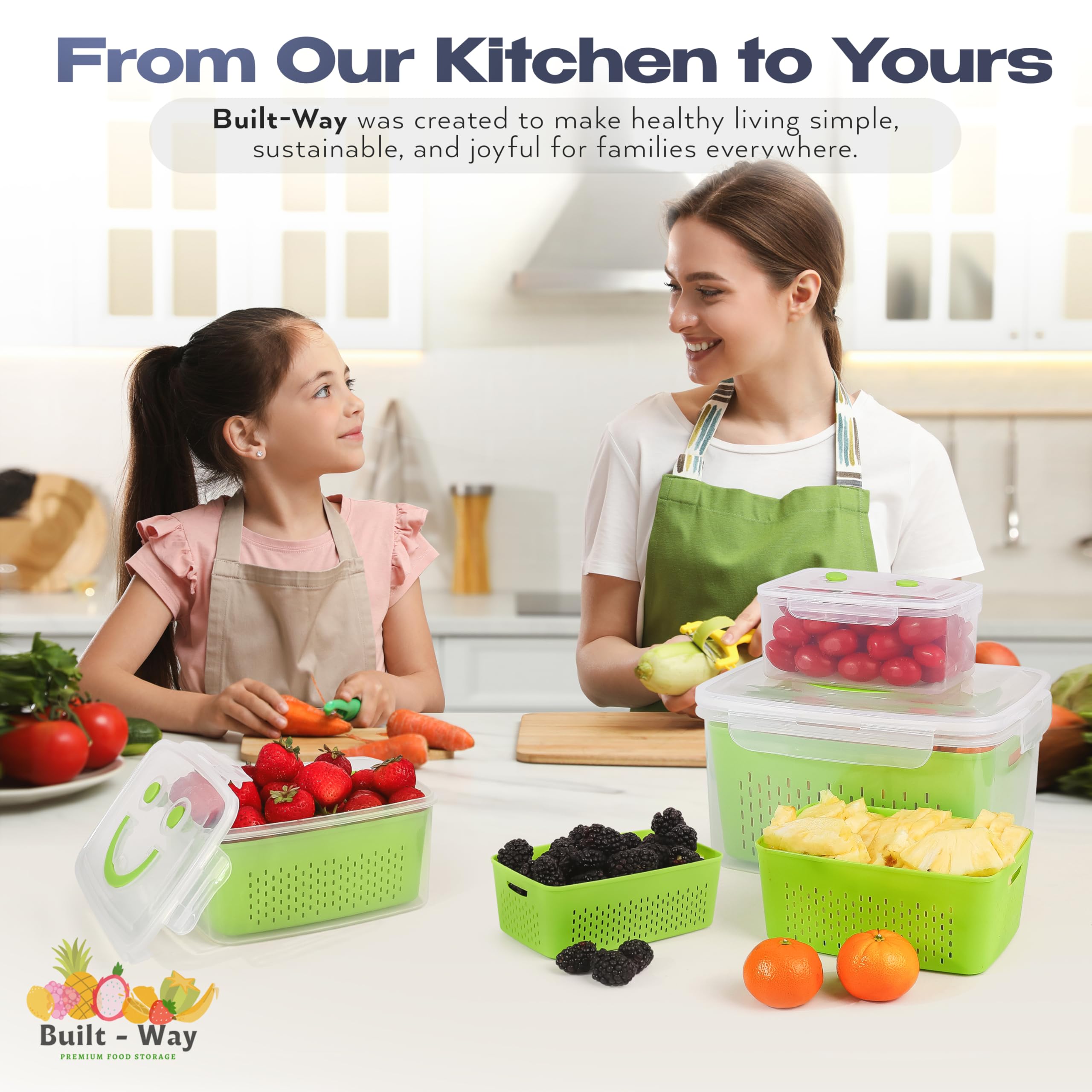 Built-Way set on kitchen counter in lifestyle scene showing quick meal-prep benefit