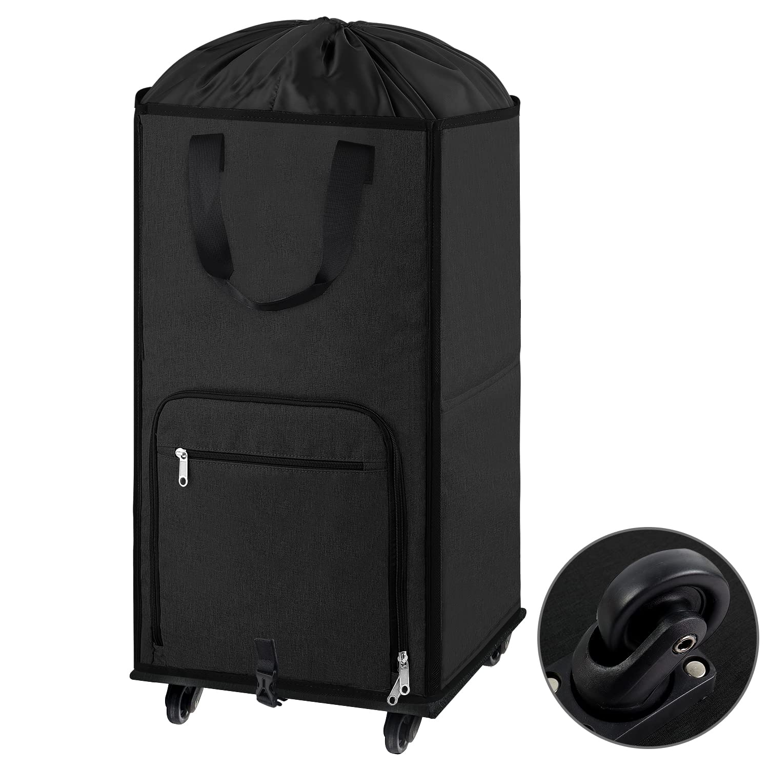 Bukere front view midnight grey shows full hamper and easy loading benefit