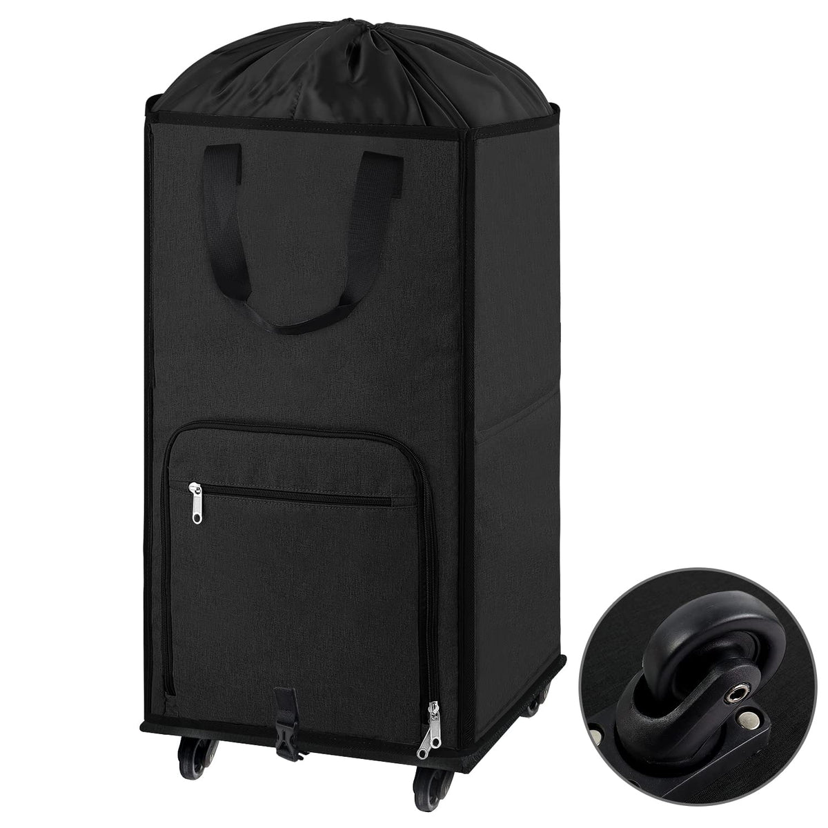 Bukere front view midnight grey shows full hamper and easy loading benefit