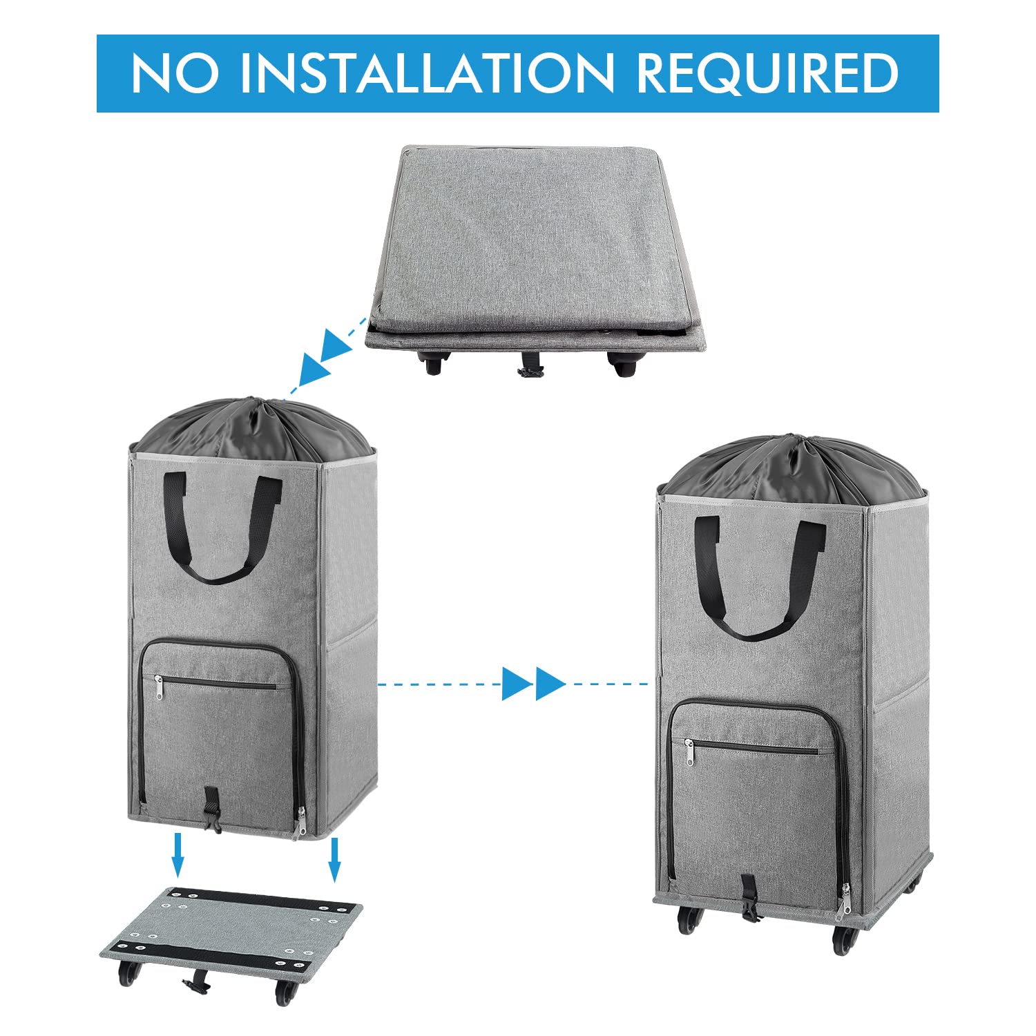 Bukere hamper next to laundry basket showing scale and large 90L capacity