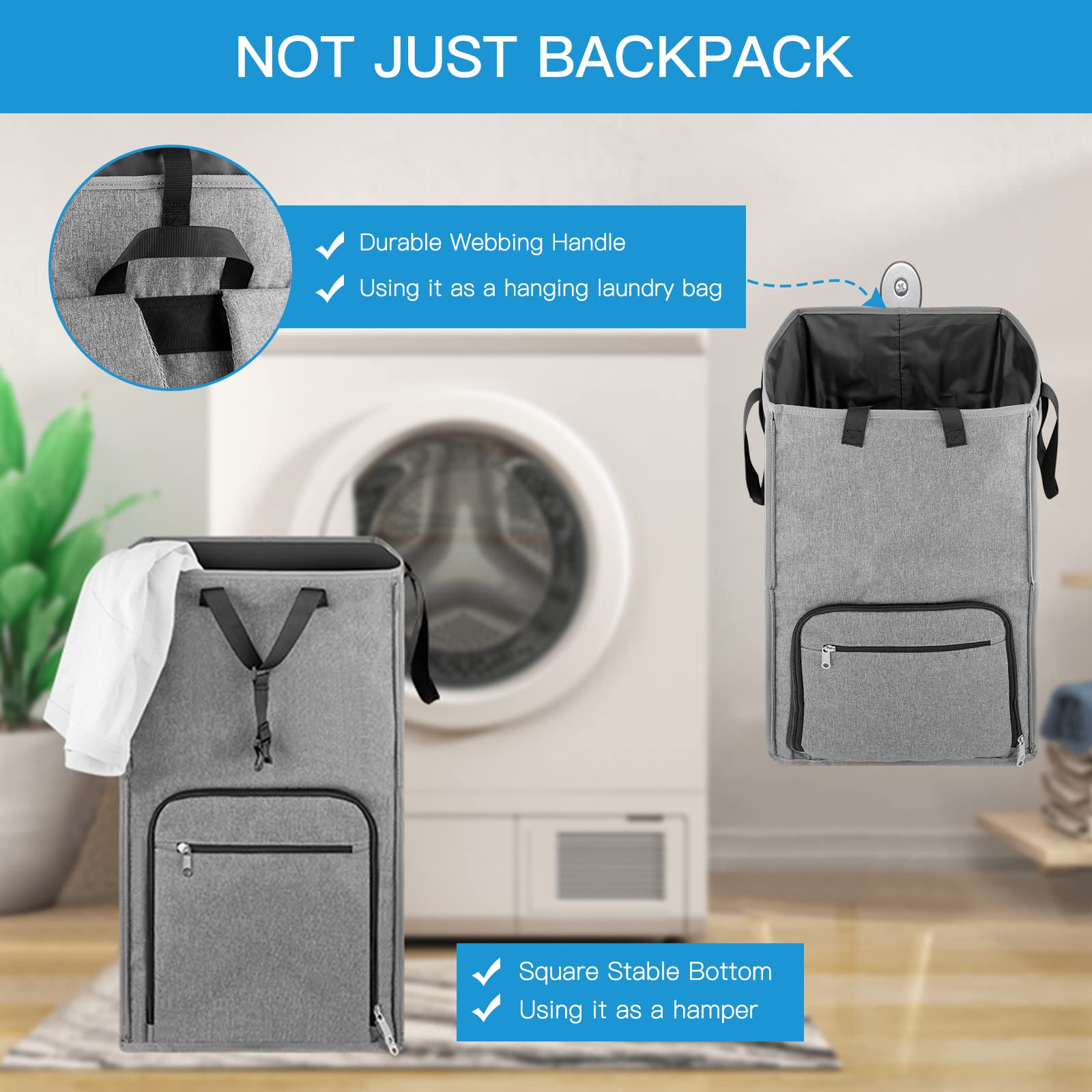 Bukere standing upright on floor, illustrates stable freestanding hamper benefit