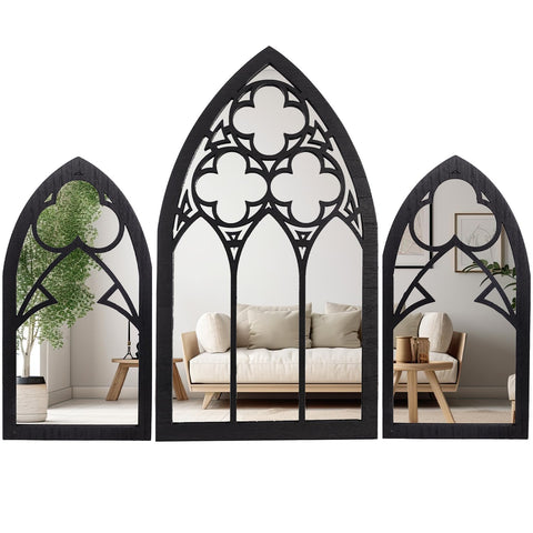 BULICADO front view of three-piece gothic mirror set, adds dramatic focal point