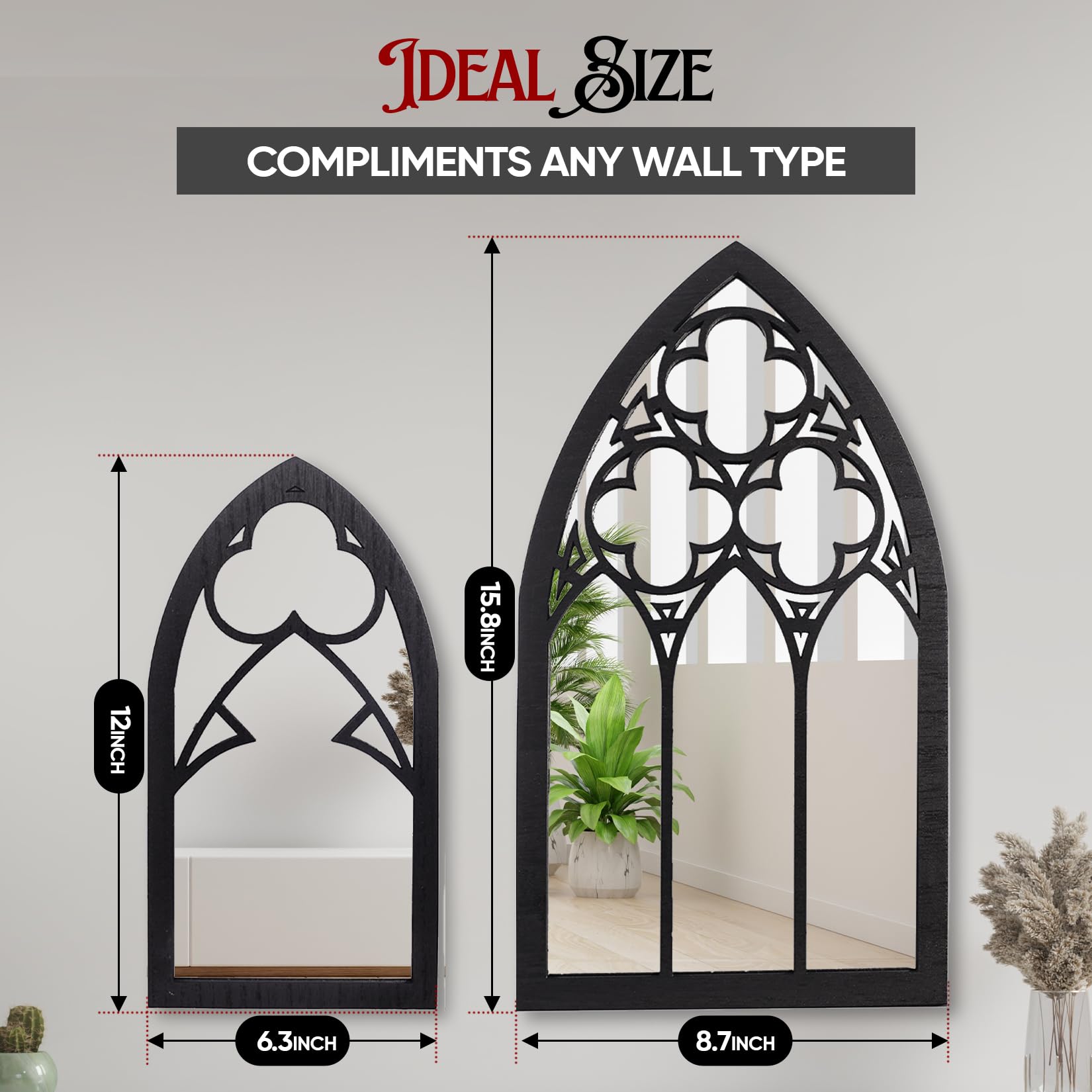BULICADO small mirror side angle, highlights thin lightweight profile for easy hanging