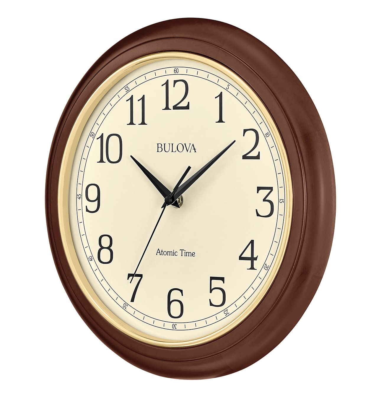 Bulova wooden frame detail highlighting cherry grain and warm finish for elegance
