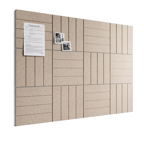 Bumusty front view of assembled taupe 48x36 felt board showing clean display