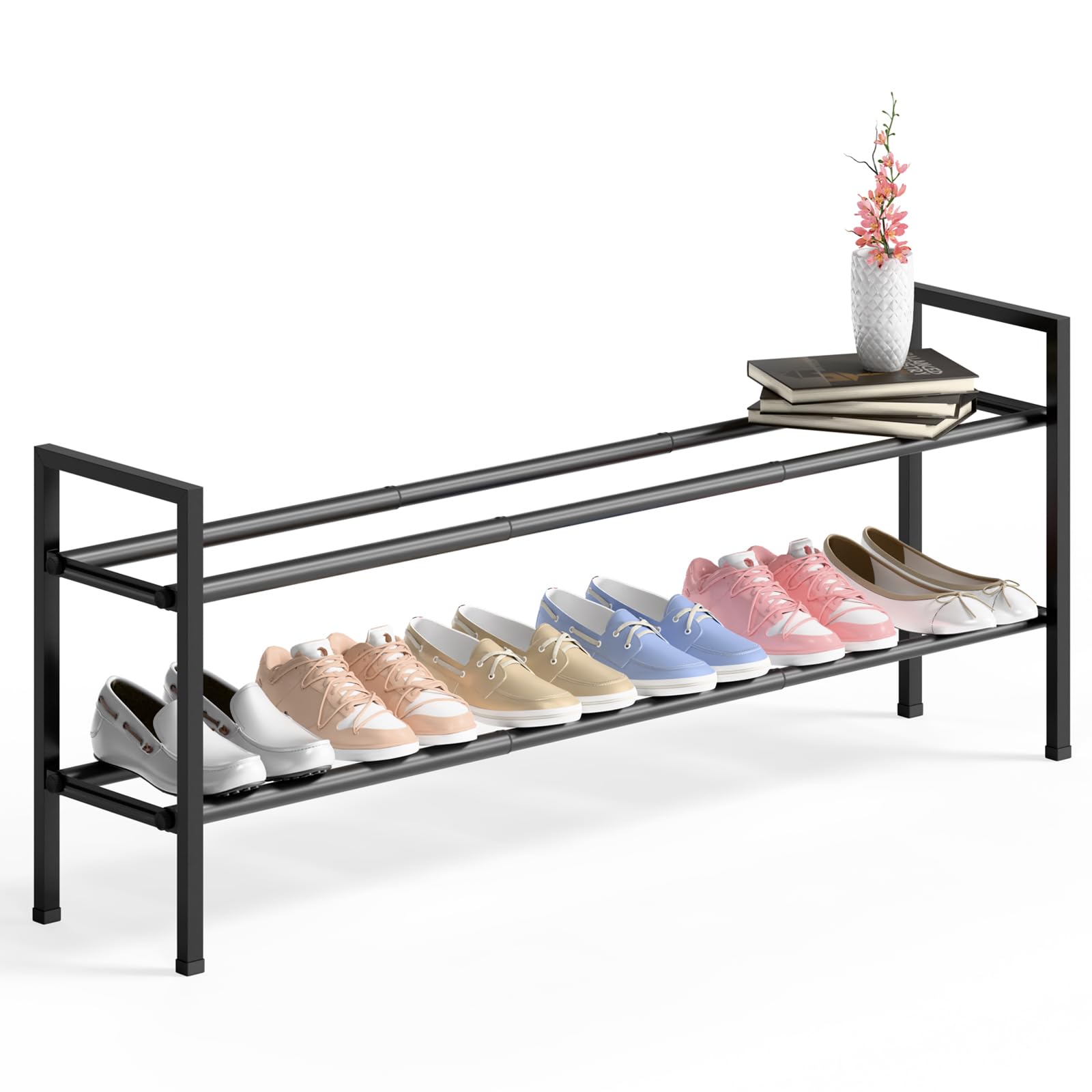 Bumusty in styled entryway showing neat footwear organization benefit
