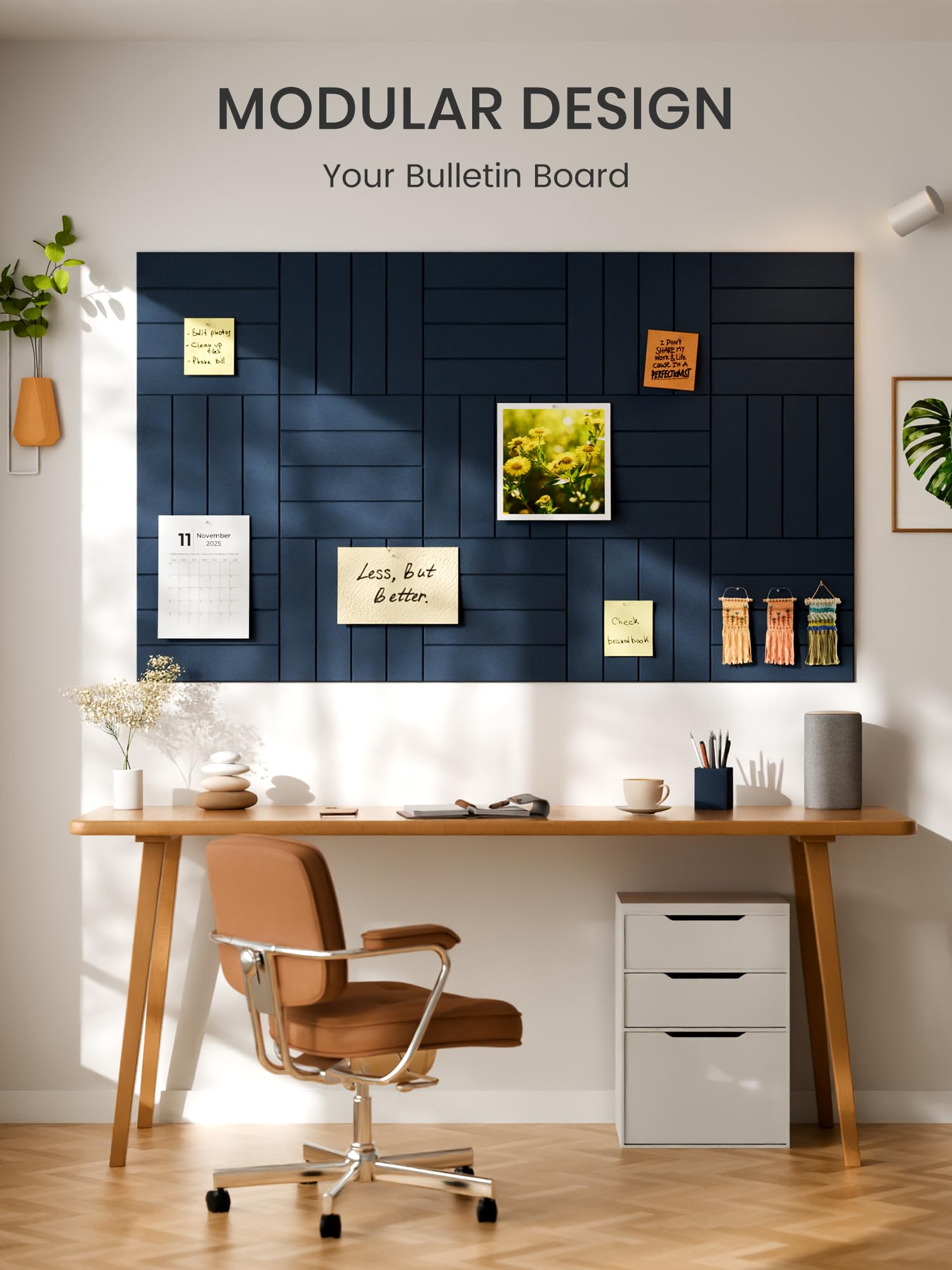 Bumusty office desk lifestyle setup showing improved organization and acoustics
