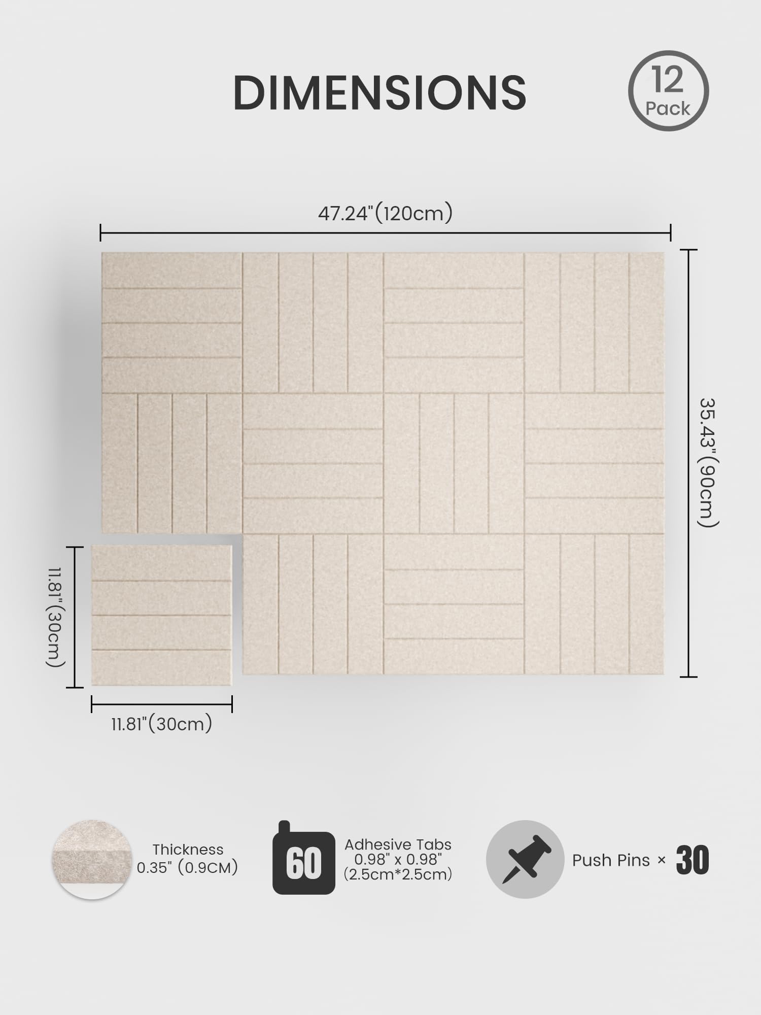 Bumusty felt tile close-up highlighting texture and durable pin-holding benefit