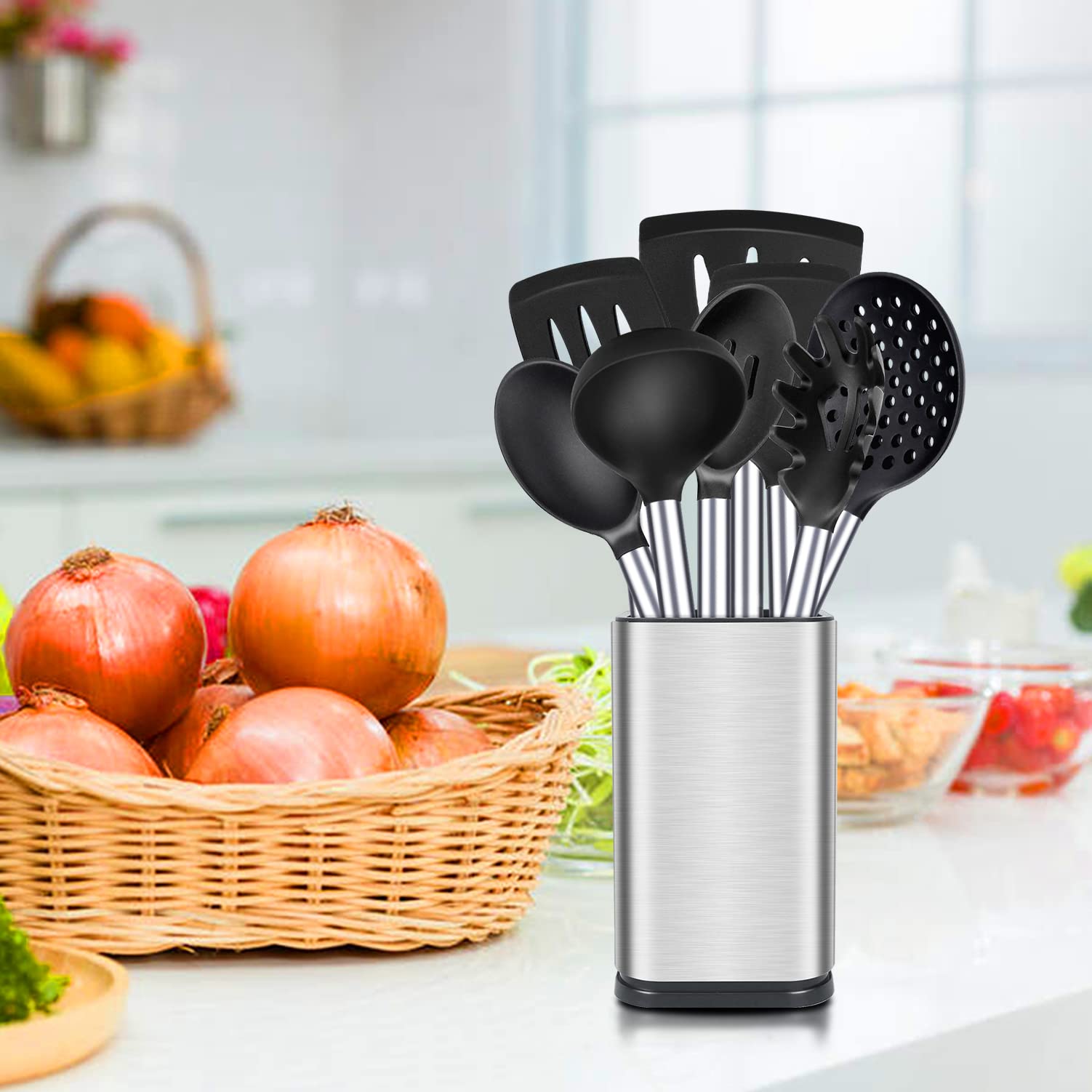 BUNDLEPRO utensils next to a tablespoon showing size and practical scale
