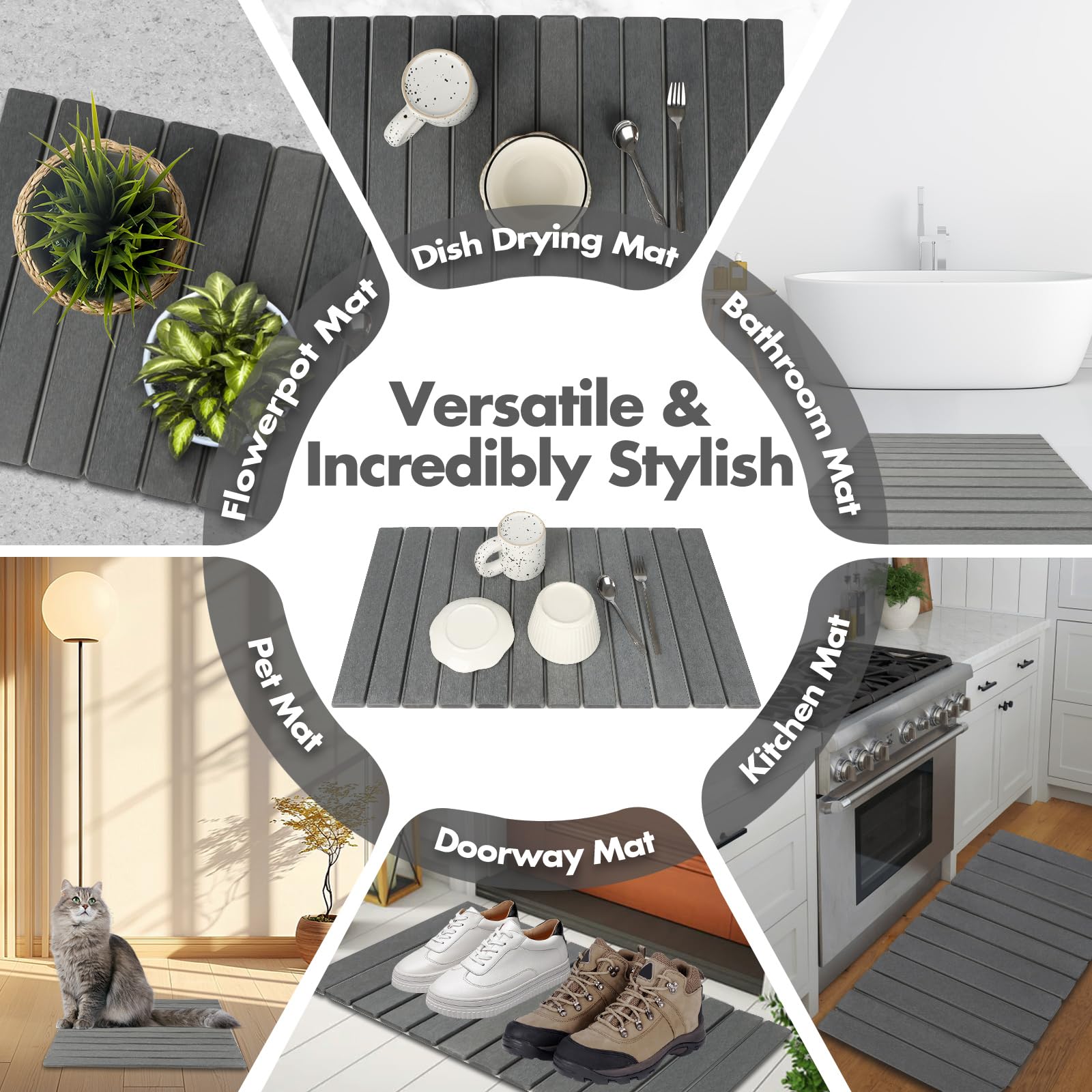 Bunmery used under plant and pet bowl protecting counters from spills