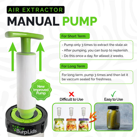 Burp Lids extraction pump in use removing air quickly