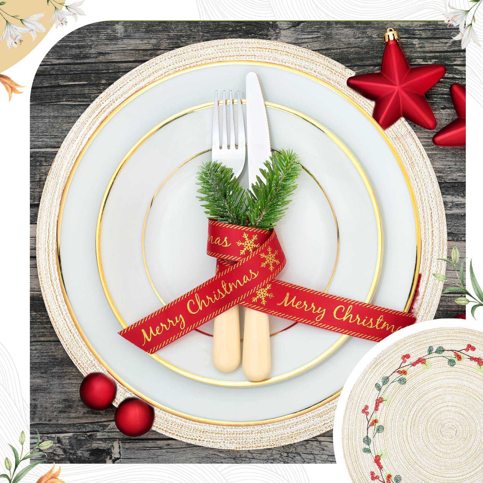 Buryeah placemat beside a plate to show 15-inch scale and proper plate coverage benefit