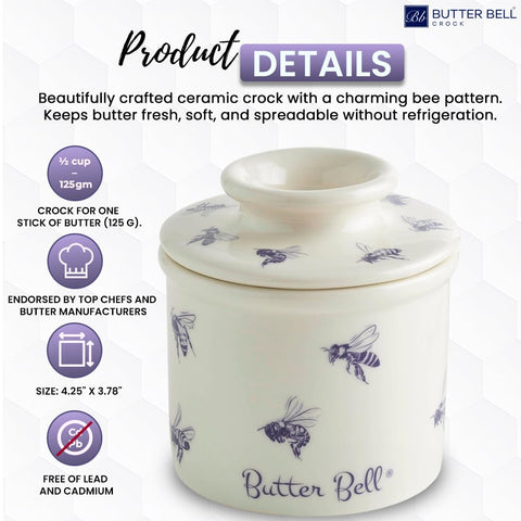 Butter Bell honey bees inside lid packed with butter ready for use