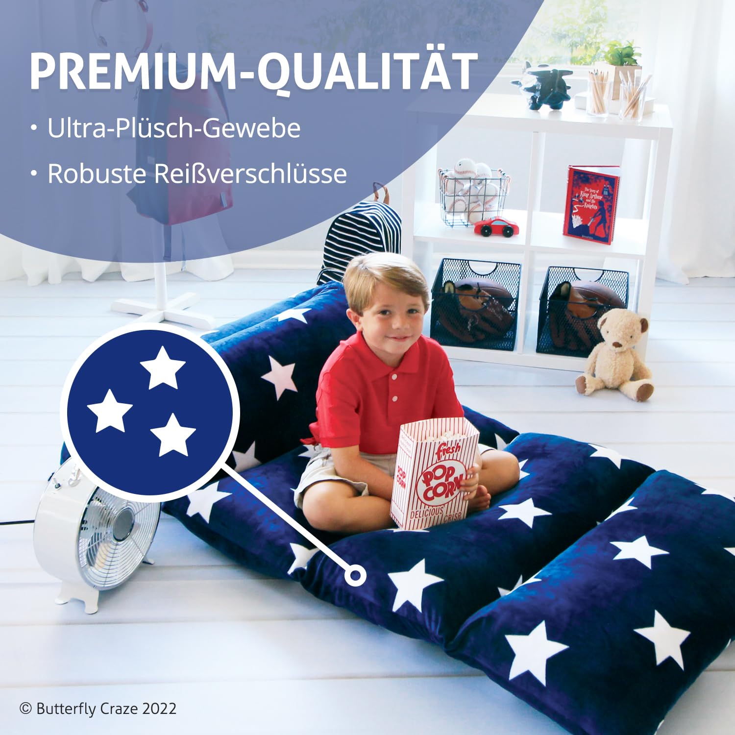 Butterfly Craze in a kids playroom demonstrating family-friendly versatile seating
