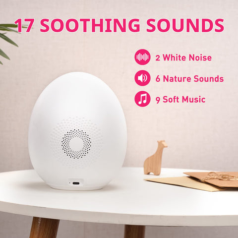 BUTTING sound controls and speaker highlighting 17 sound choices for soothing