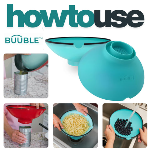 BUUBLE clipped to jar funneling hot grease safely into a can without spills