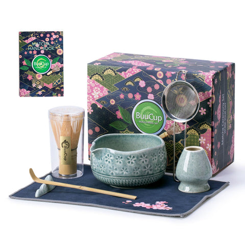 Buucup front view of full matcha set showing bowl and tools for elegant serving