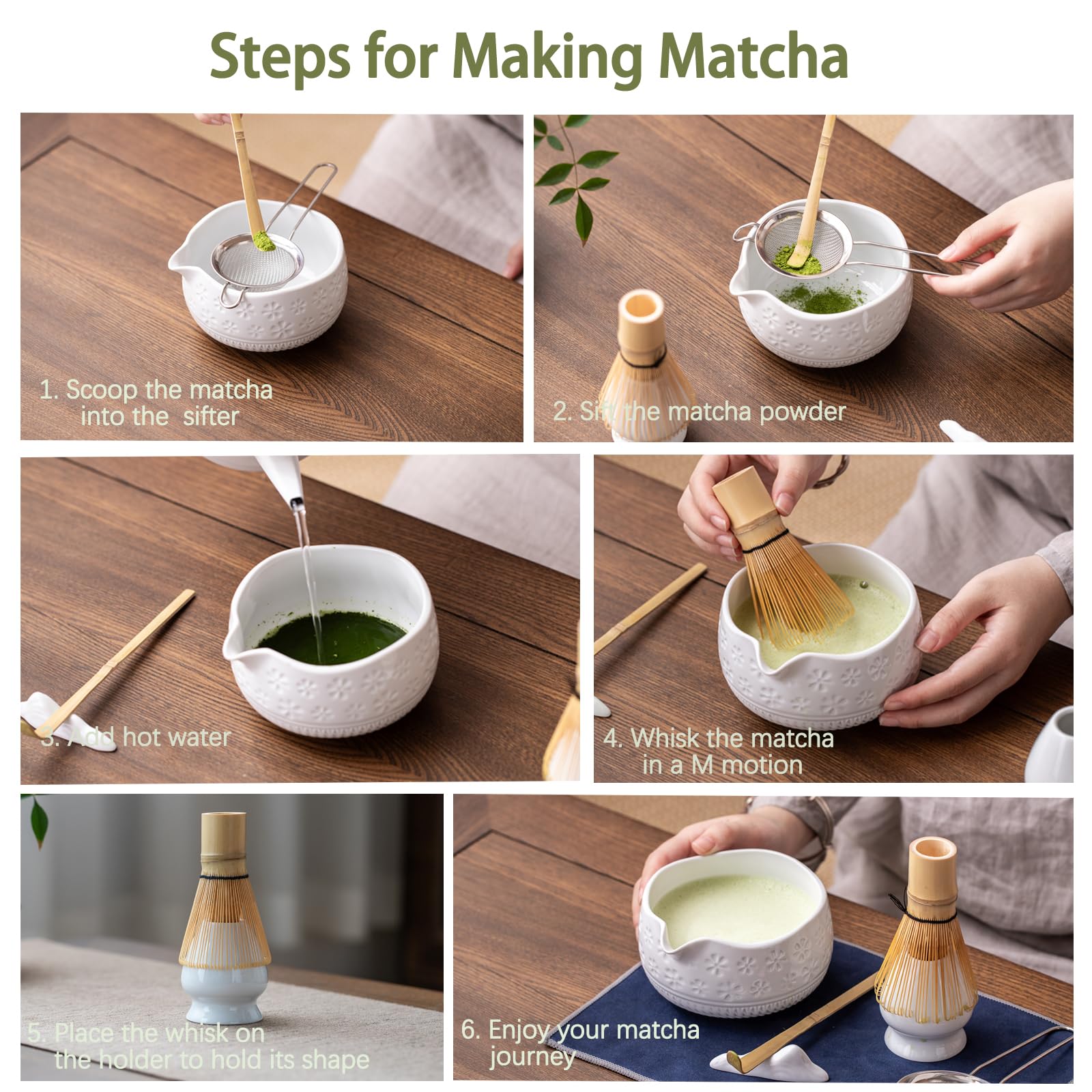 Buucup chashaku scoop and rest on towel for accurate measuring and neat serving