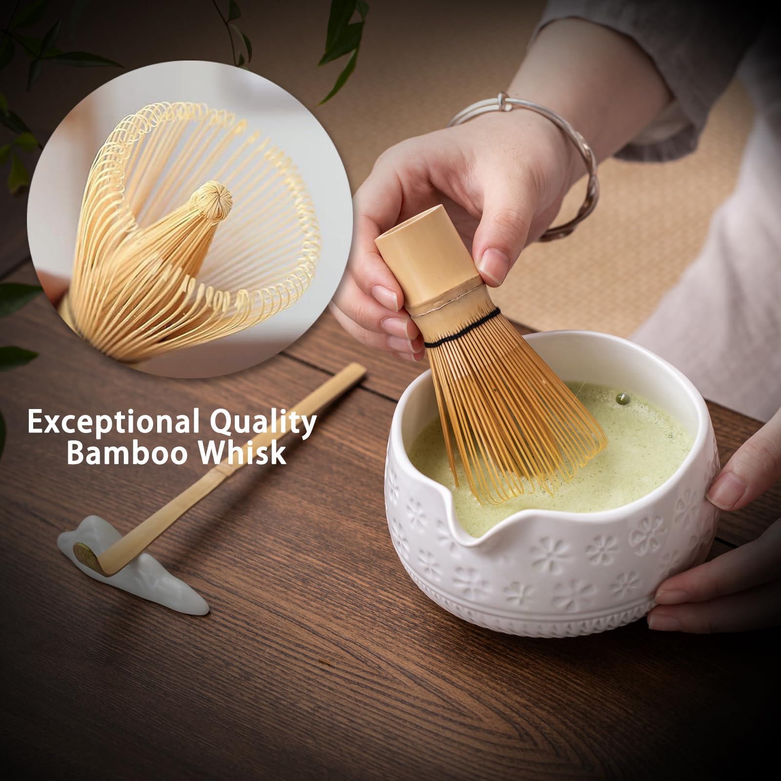 Buucup stainless sifter with powdered matcha ensuring lump-free, smooth tea mixing