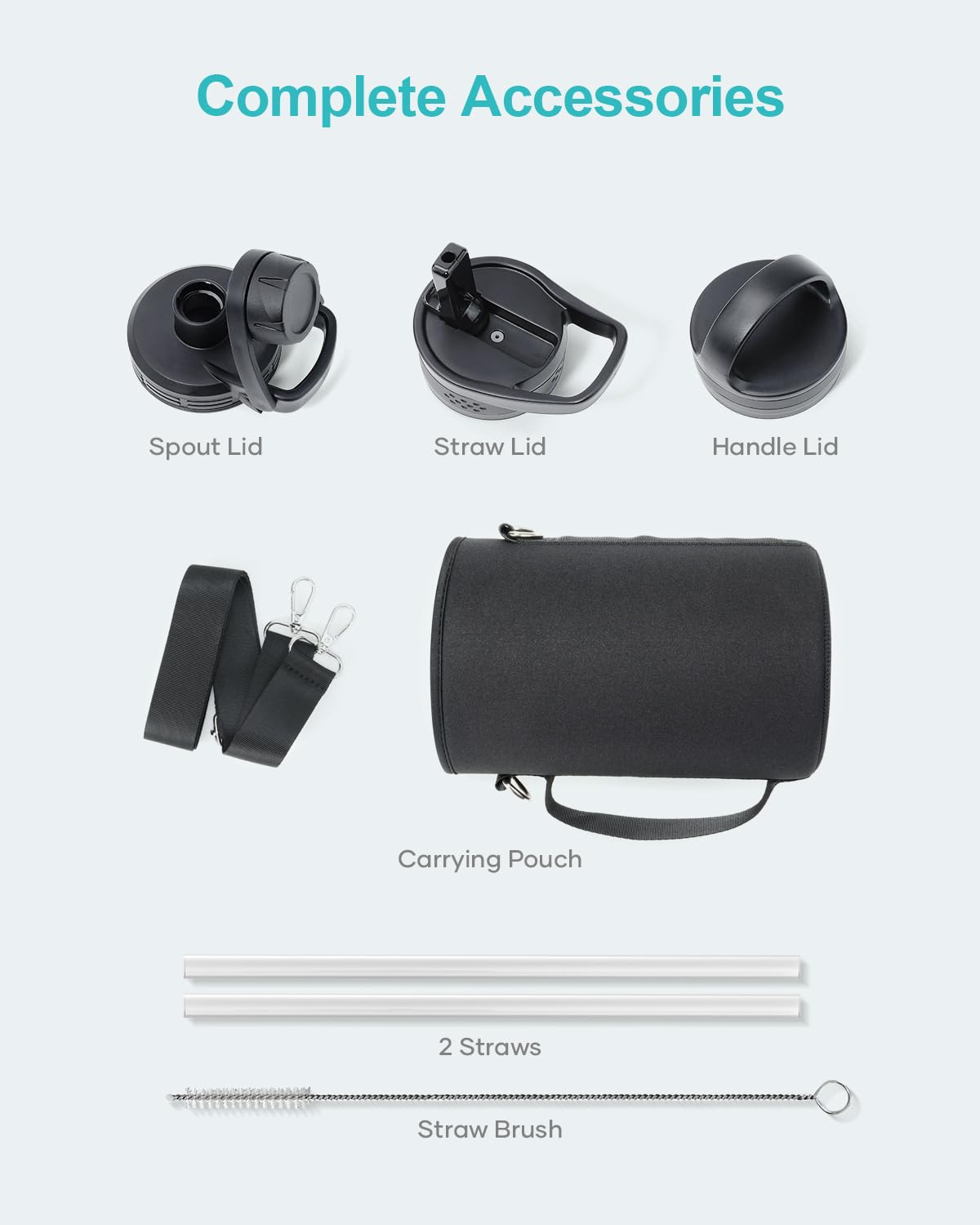 BUZIO jug clipped to backpack by handle, easy transport benefit