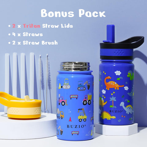 BUZIO flip lid and Tritan straw detail illustrating quick access and hygienic sip