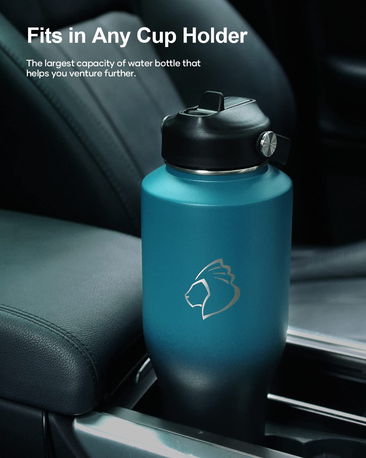 BUZIO side profile highlighting slim base that fits cup holders and capacity