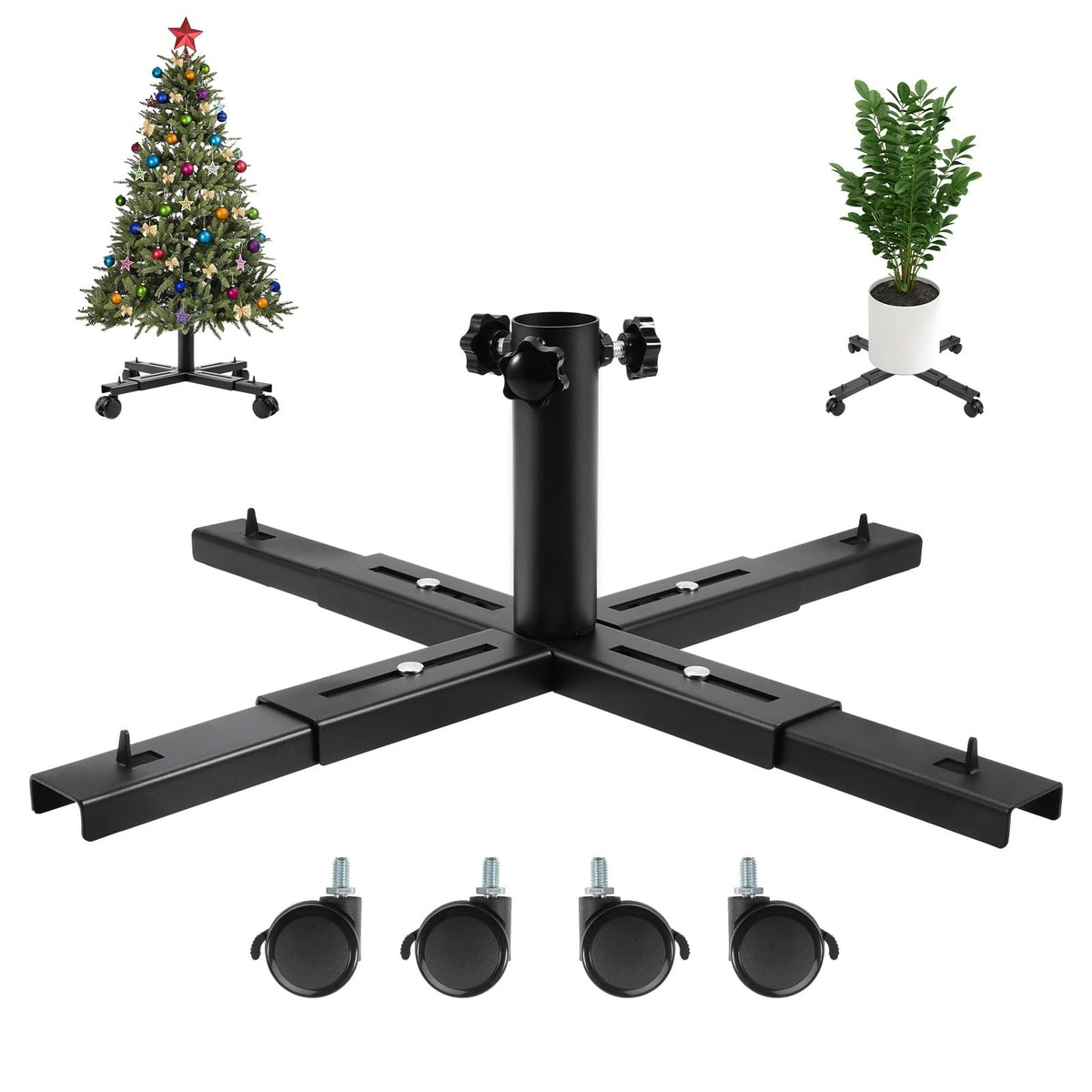 Bvomheez front view with tree showing stable base and easy placement