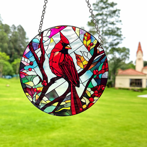 BXLZ suncatcher hanging on window with chain and suction cup demonstrating easy installation