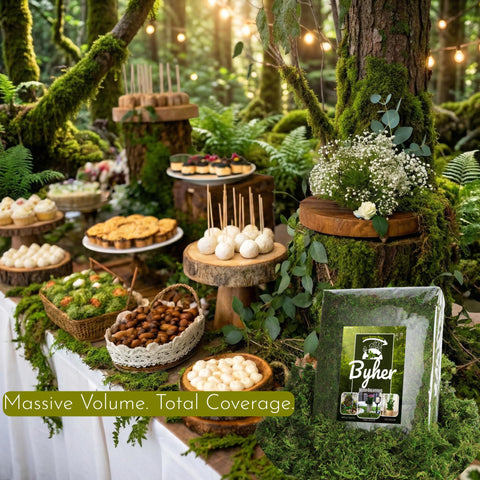 BYHER moss lining a wedding aisle centerpiece delivering consistent visual impact