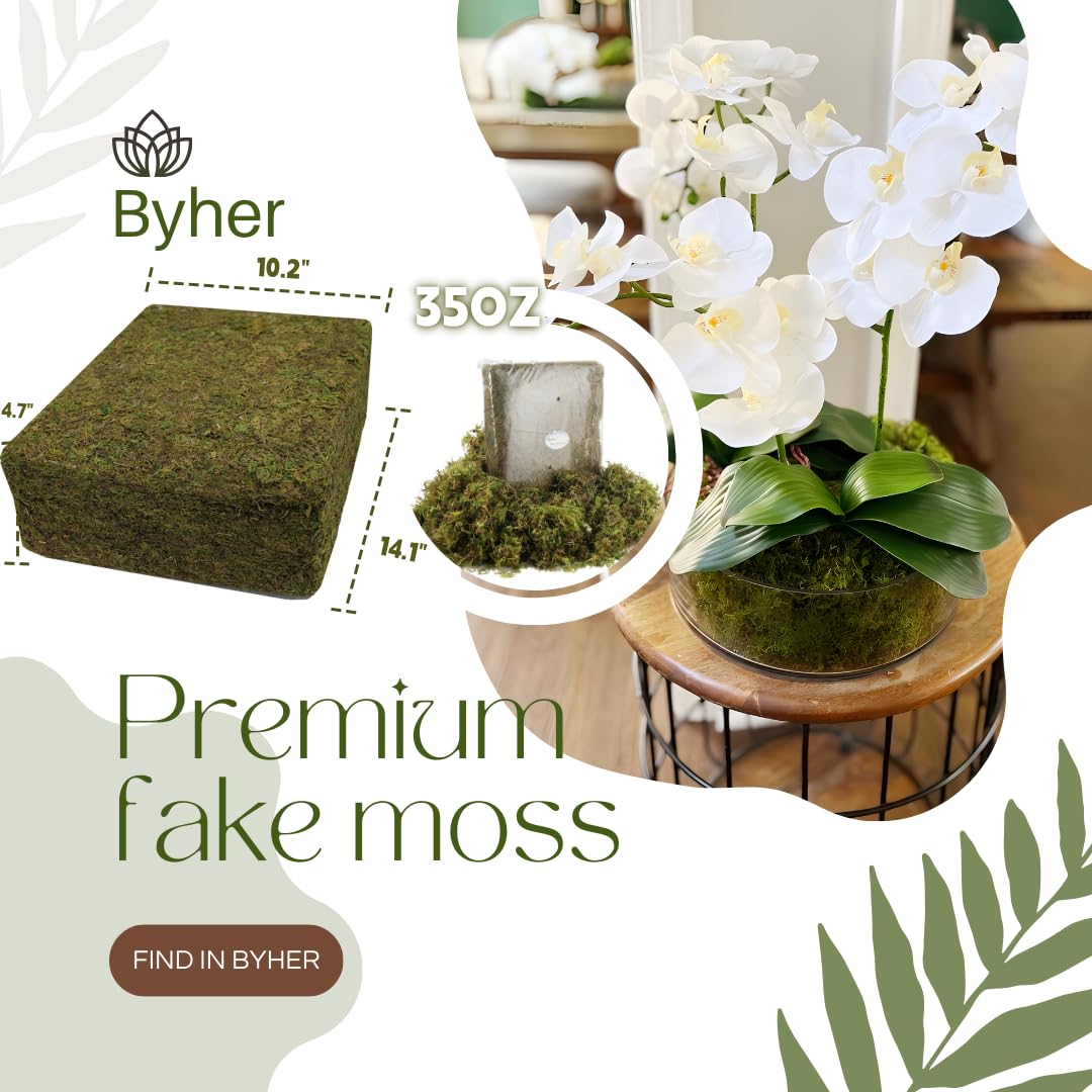 BYHER moss glued on wreath base highlighting secure adhesion and detail