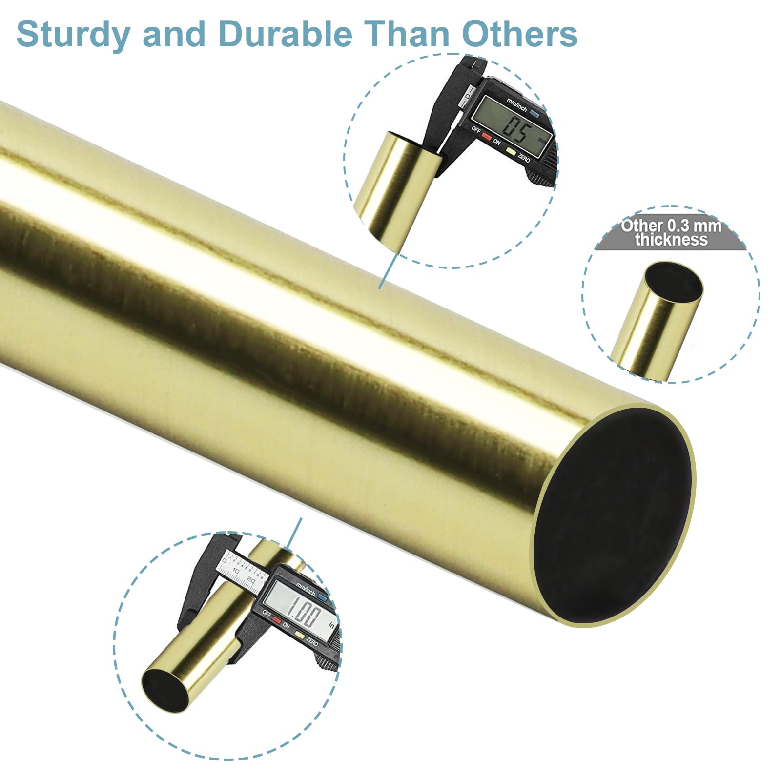Byondeth curtain rod supporting heavy drapes showing sturdy 50 pound capacity