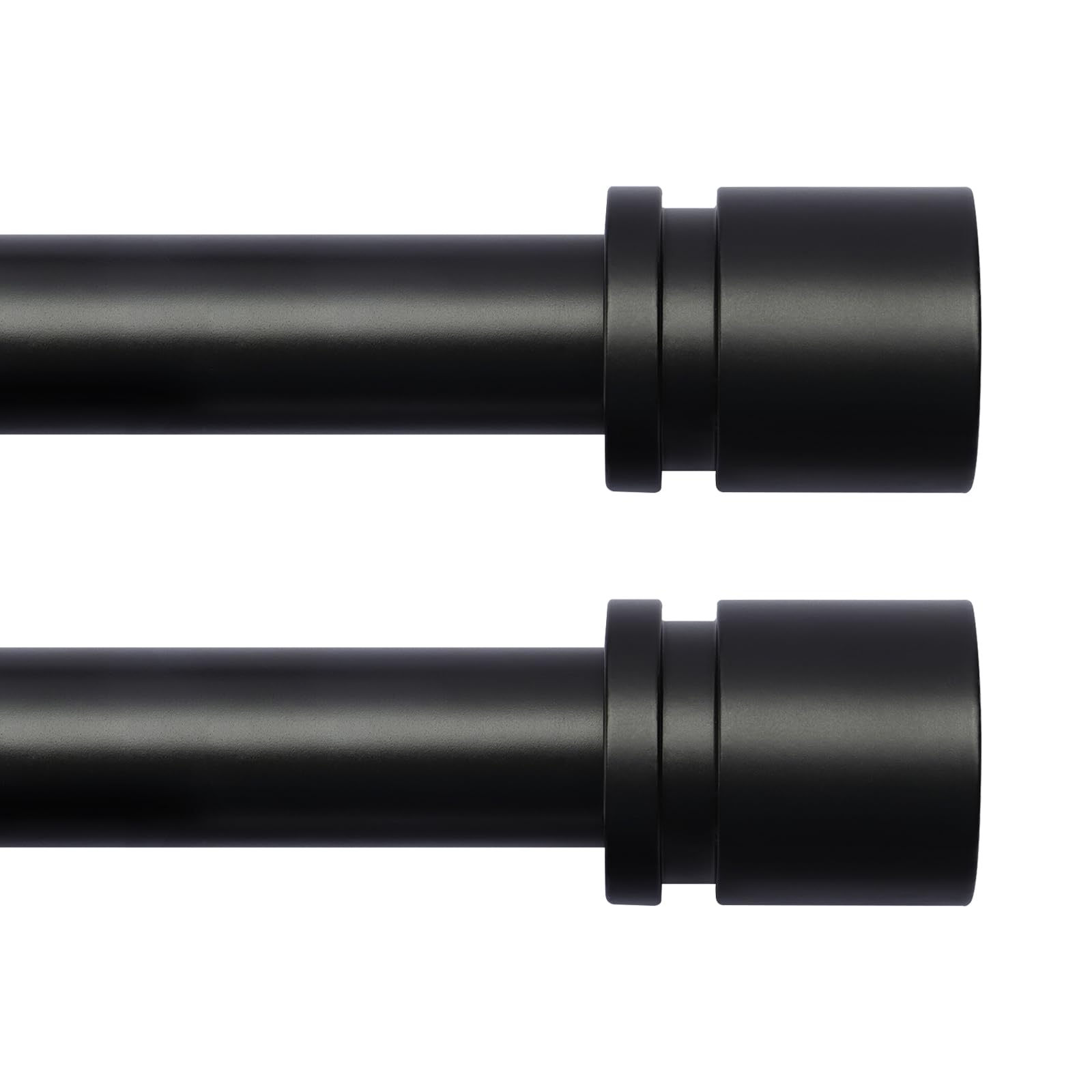 Byondeth front view of assembled rods showing sleek matte black finish and clean lines for stylish window dressing
