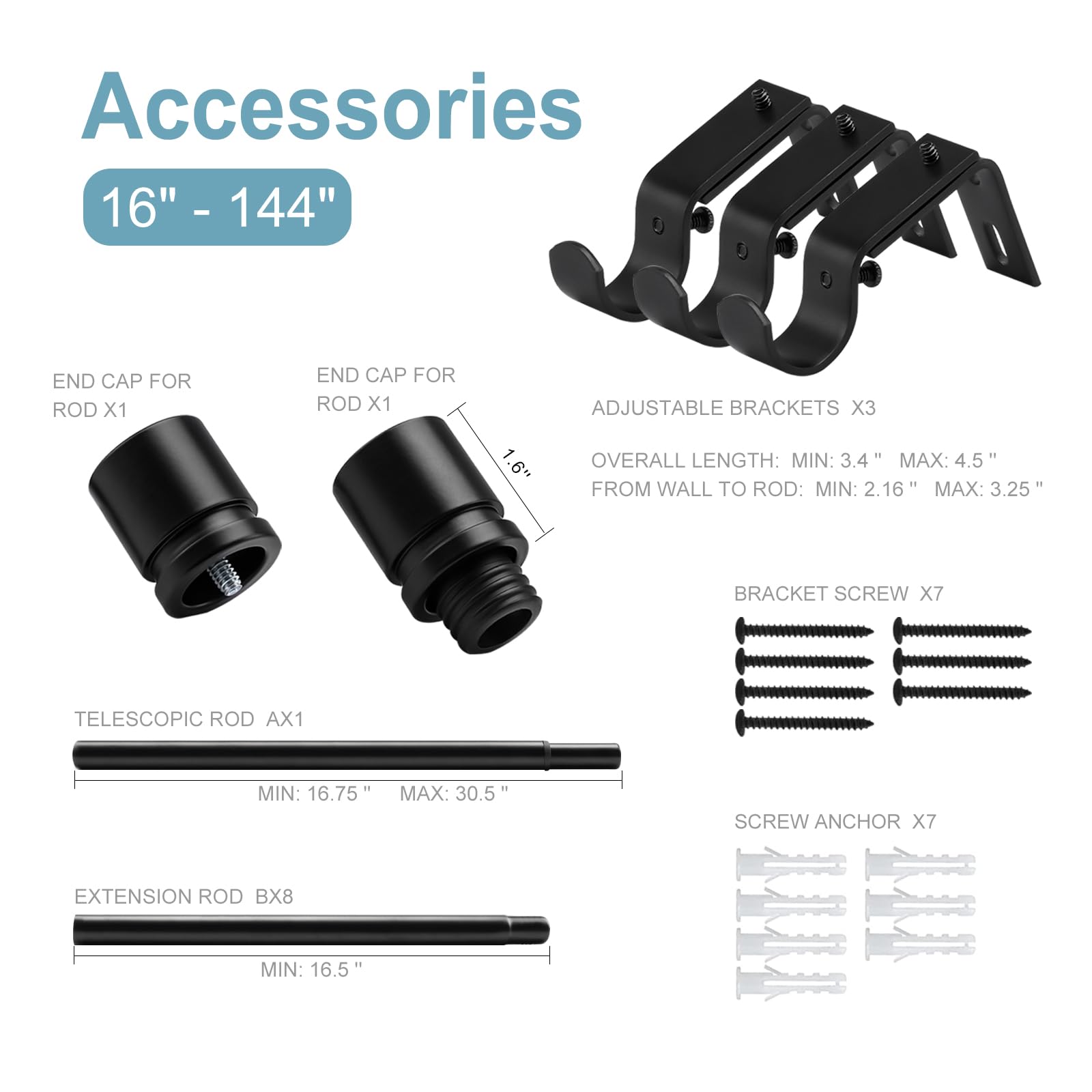 Byondeth included hardware laid out with anchors and screws showing everything needed for quick installation