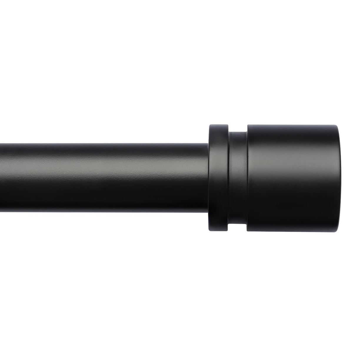 Byondeth curtain rod front view showing sleek black finish and sturdy profile