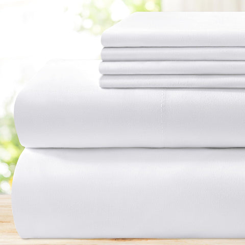 BYSURE king flat sheet front view showing smooth white finish and generous overhang improving bed appearance