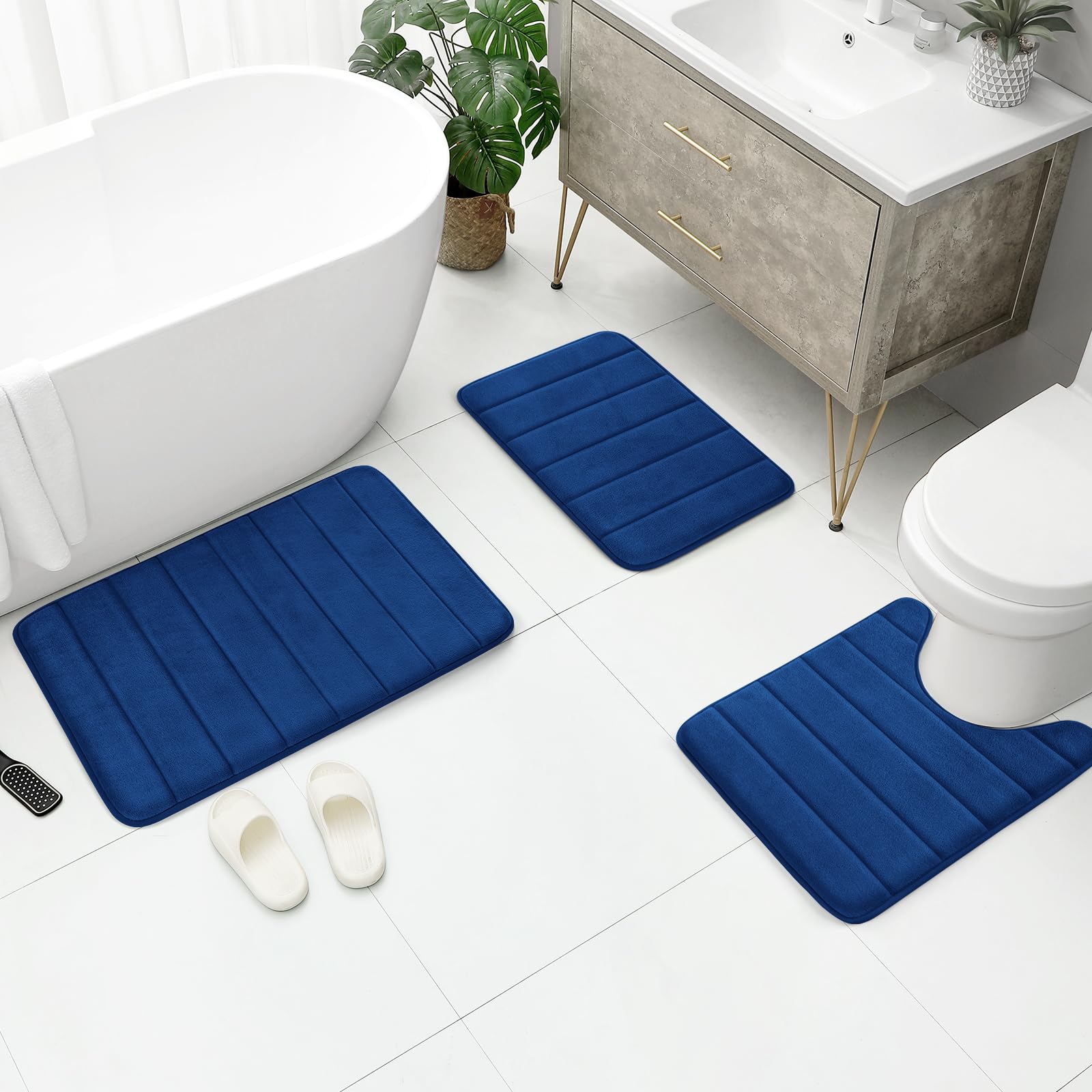 BYSURE large bath mat placed in front of shower offering non-slip safety