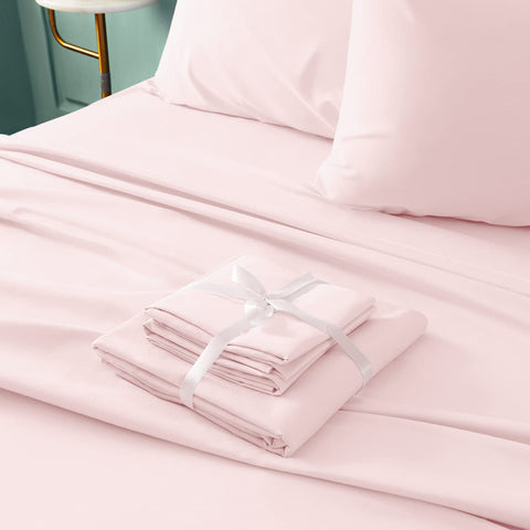 BYSURE light pink sheets on made bed illustrating fresh look and bedroom styling