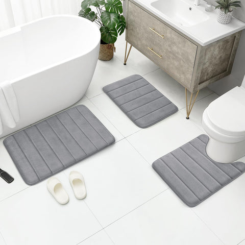 BYSURE U-shaped toilet contour rug installed showing fit and coverage benefit