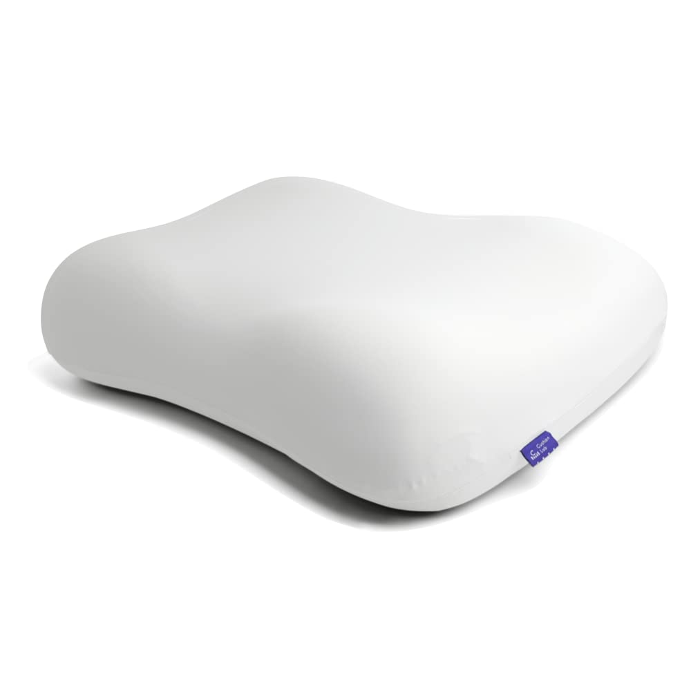C CUSHION LAB front view of pillow showing ergonomic shape for improved sleep