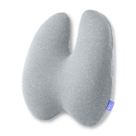 C CUSHION LAB front view showing grey ergonomic lumbar pillow and firm support