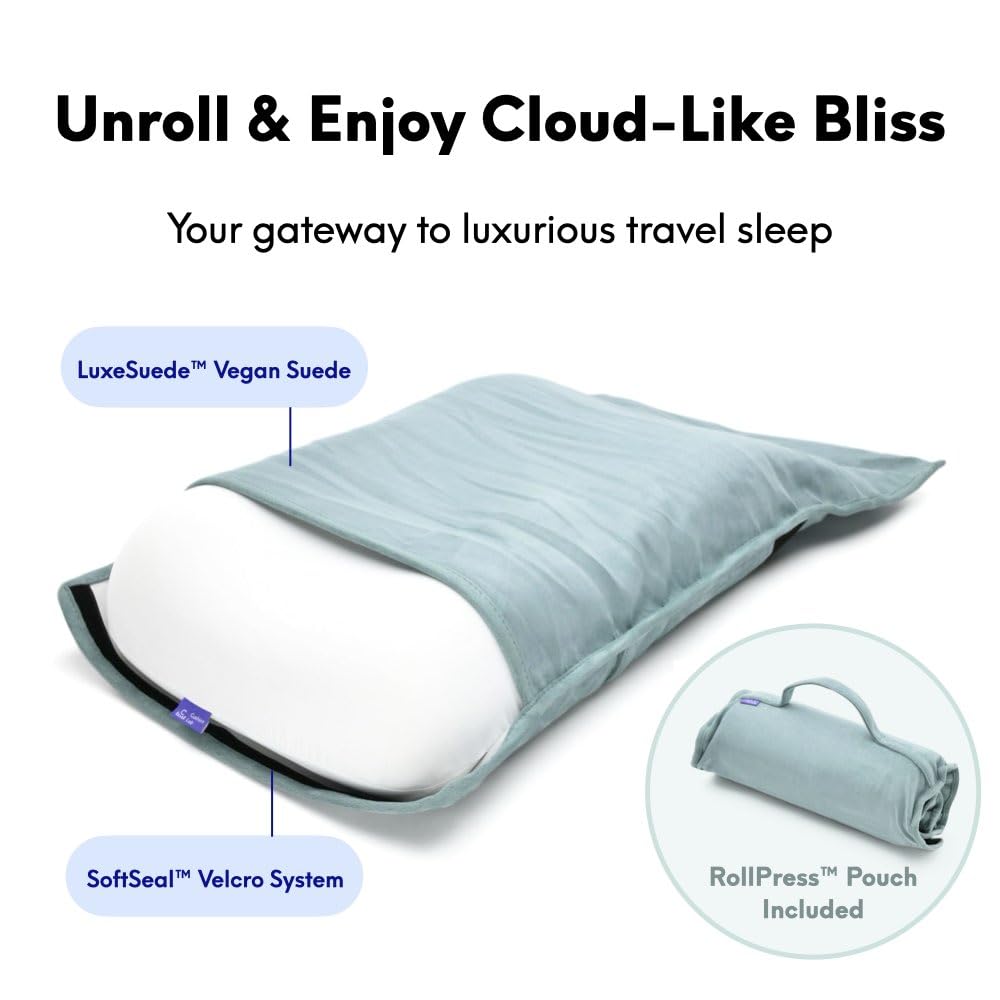 C CUSHION LAB pillow in use on hotel bed supporting a side sleeper for stable rest