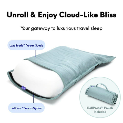 C CUSHION LAB pillow in use on hotel bed supporting a side sleeper for stable rest